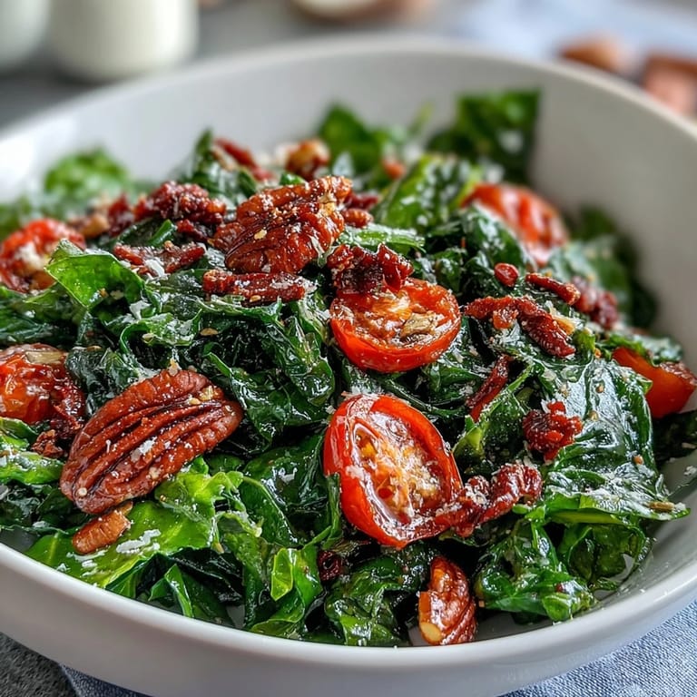 A lively salad of dandelion greens, lemon vinaigrette, cherry tomatoes, and Parmesan, garnished with toasted pine nuts for a tangy, satisfying bite.