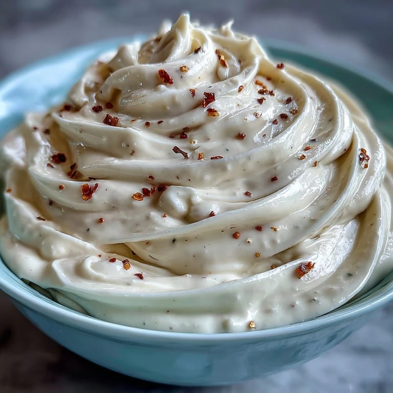 Creamy homemade mayonnaise blended with an immersion blender, rich and tangy for versatile use.