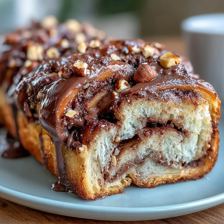 Soft, buttery brioche bread twisted with layers of creamy Nutella, offering irresistible sweetness and a tender crumb for an indulgent dessert experience.