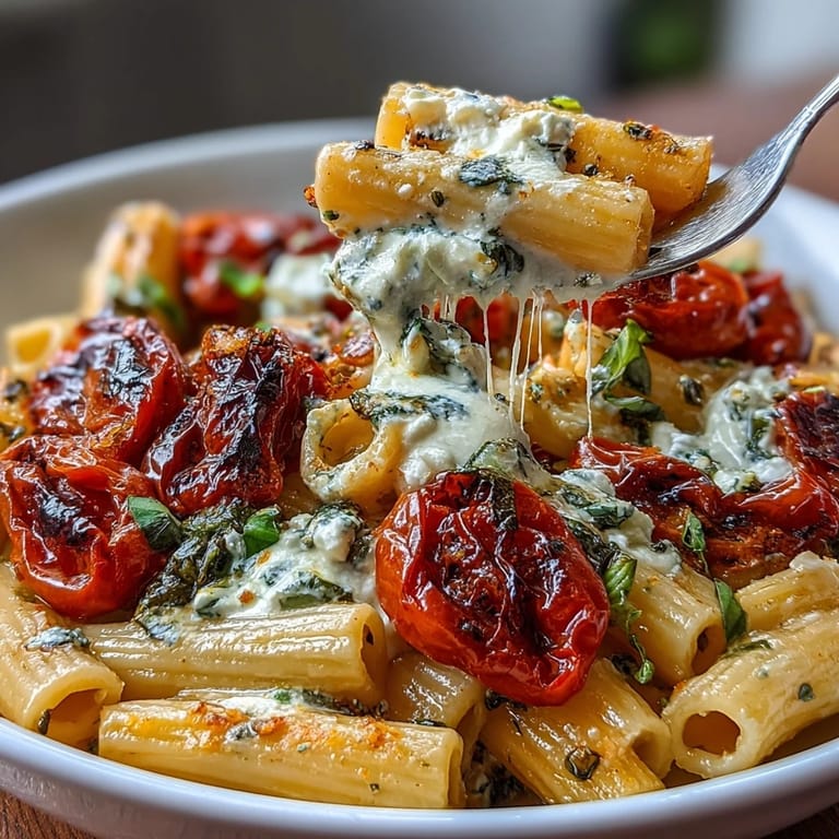 Golden baked feta melts into a rich sauce with roasted cherry tomatoes, tossed with al dente pasta and fragrant basil.