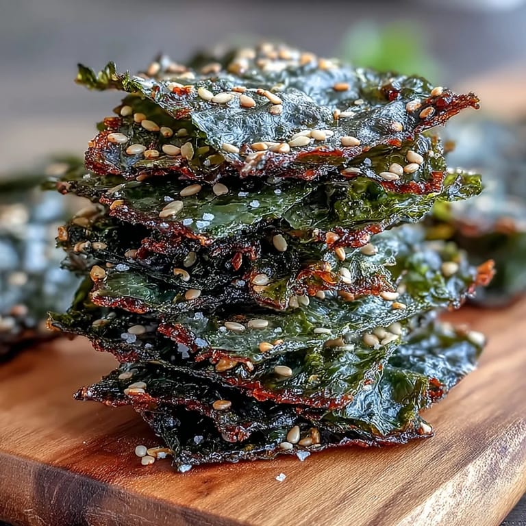 Savory, oven-baked seaweed snack chips perfect for dipping or enjoying solo.