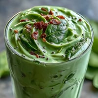 1. Creamy strawberry spinach smoothie with fresh greens and sweet berries in a glass